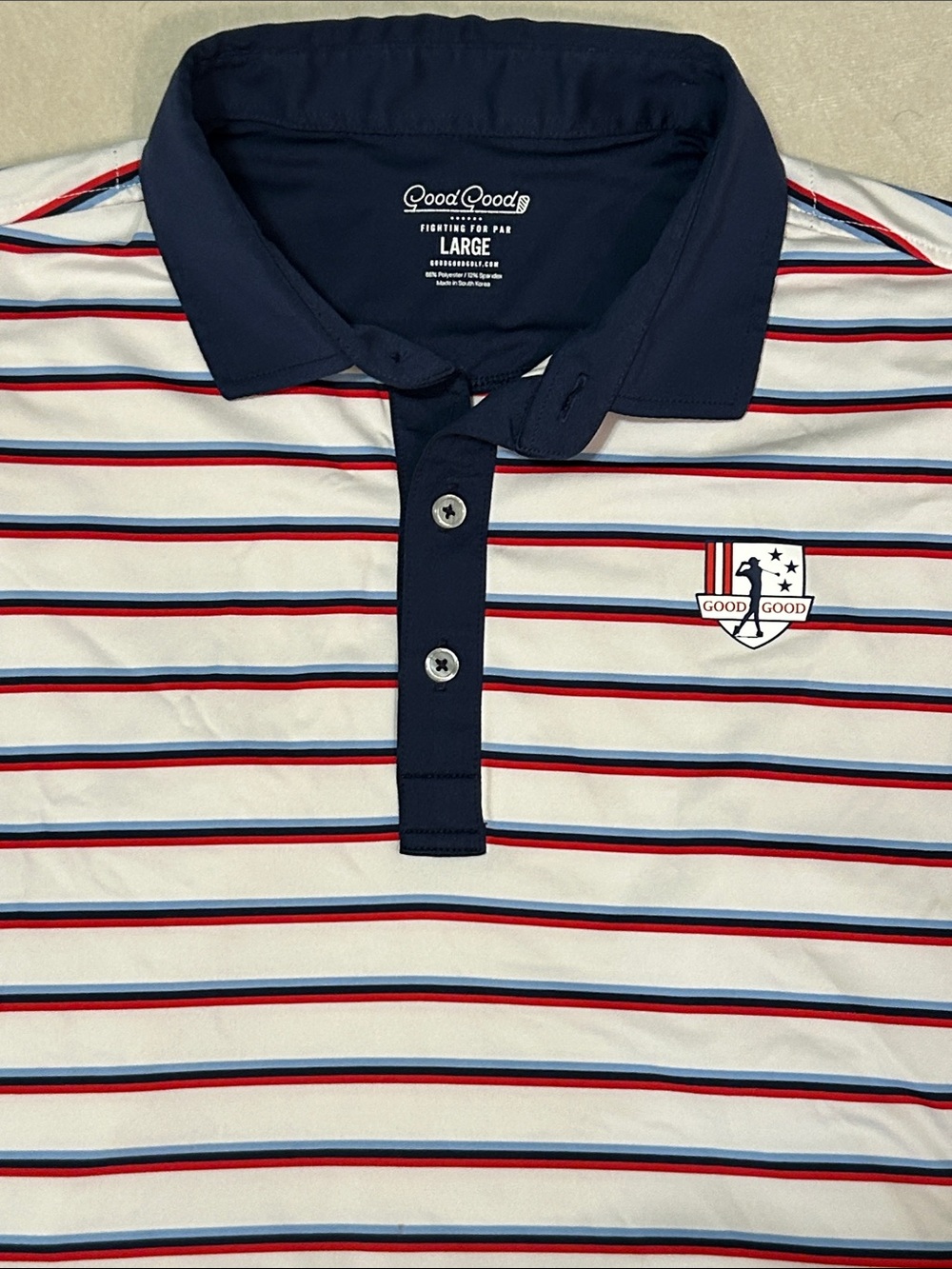 Good Good Golf Polo Shirt Mens Large L Striped Performance Stretch Polyester